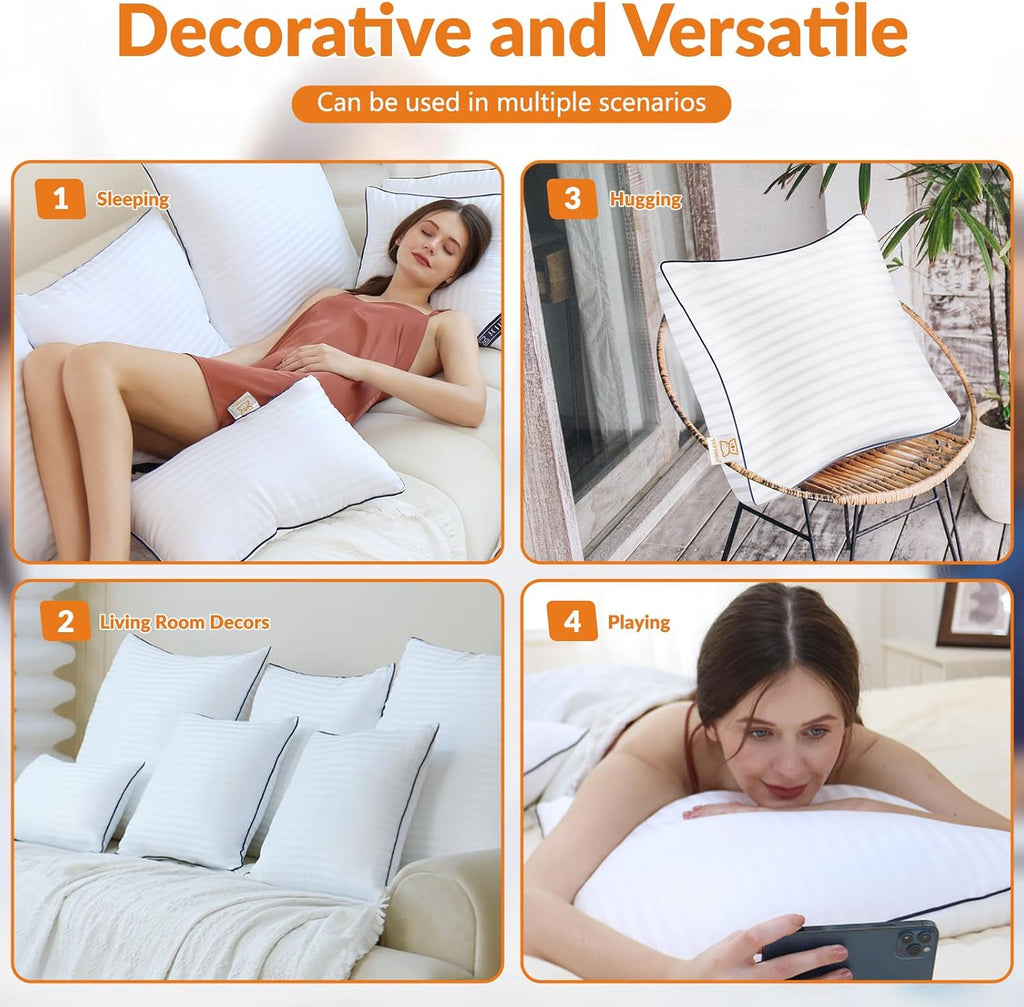 Yettbea Pillow Inserts - Premium Soft Down Alternative Fill | Set of 2, 18x18 Inches Decorative Throw Pillows