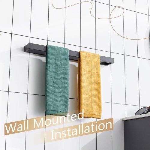 KOKOSIRI Towel Bar Matte Black Bath Towel Holder 24-Inch Kitchen Rack Stainless Steel for Bathroom Hardware Wall Mounted, 1 Pack B4008BK-L24