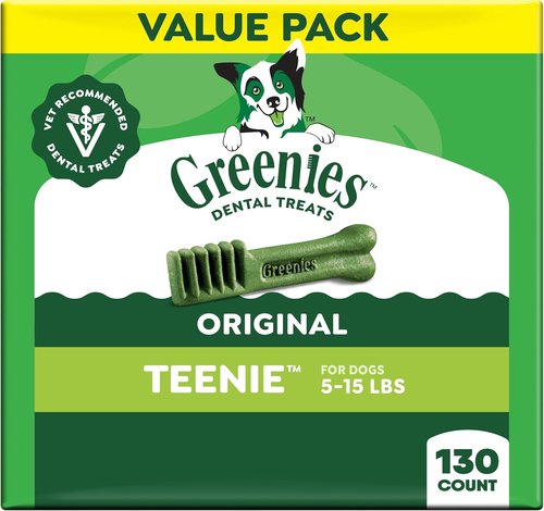 Greenies - Veterinarian-Recommended Natural Dental Dog Treats | Teenie Size, Original Flavor, 36 oz Pack