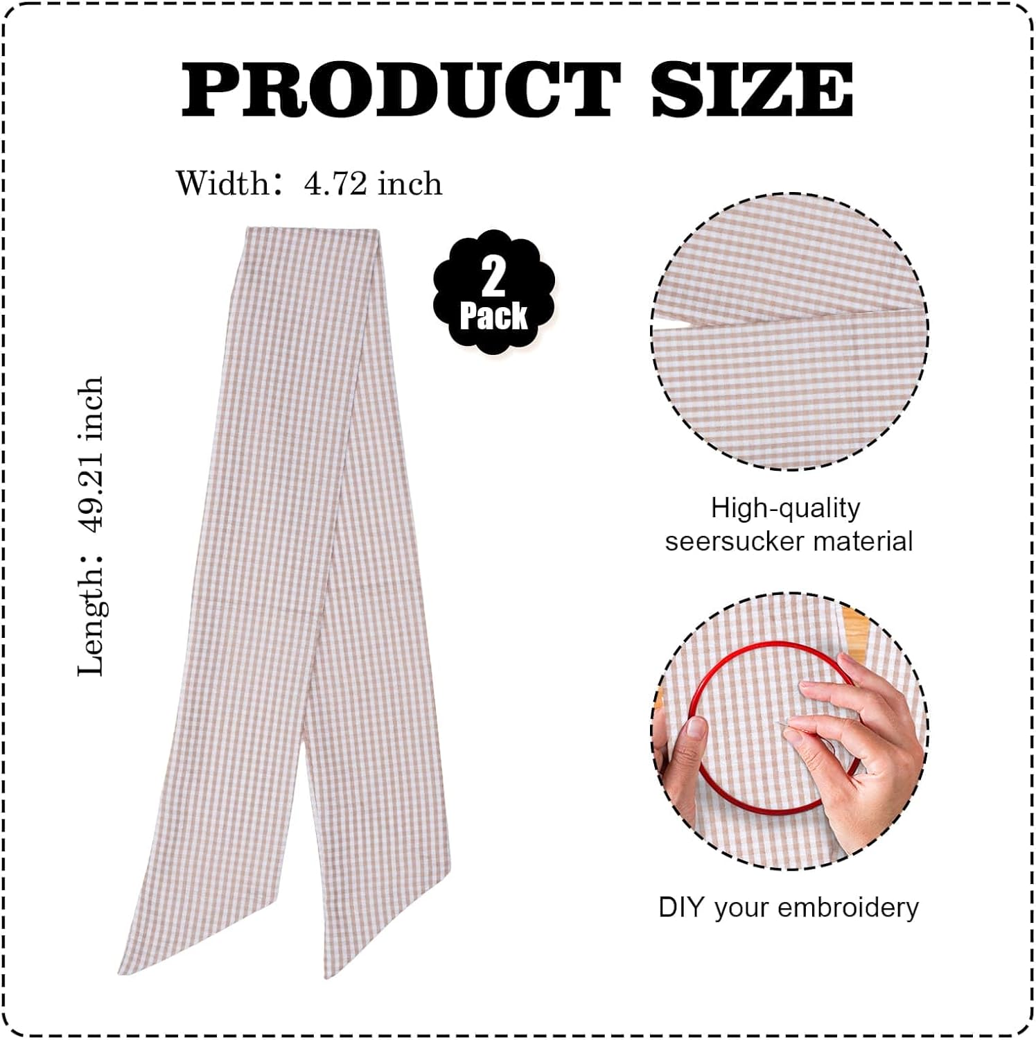 Brown Gingham Wreath Bow Set by [Brand Name] - 2 Pack Door Decoration | 5.12” Wide x 54.33” Each for Thanksgiving