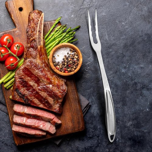 ReaNea Meat Fork, Heavy Duty Stainless Steel Carving Cooking Fork, Grill Serving Fork for Slicing & Serving Roasts, Turkey, BBQ – Comfortable Non-Slip Grip, Kitchen & Grill Essential
