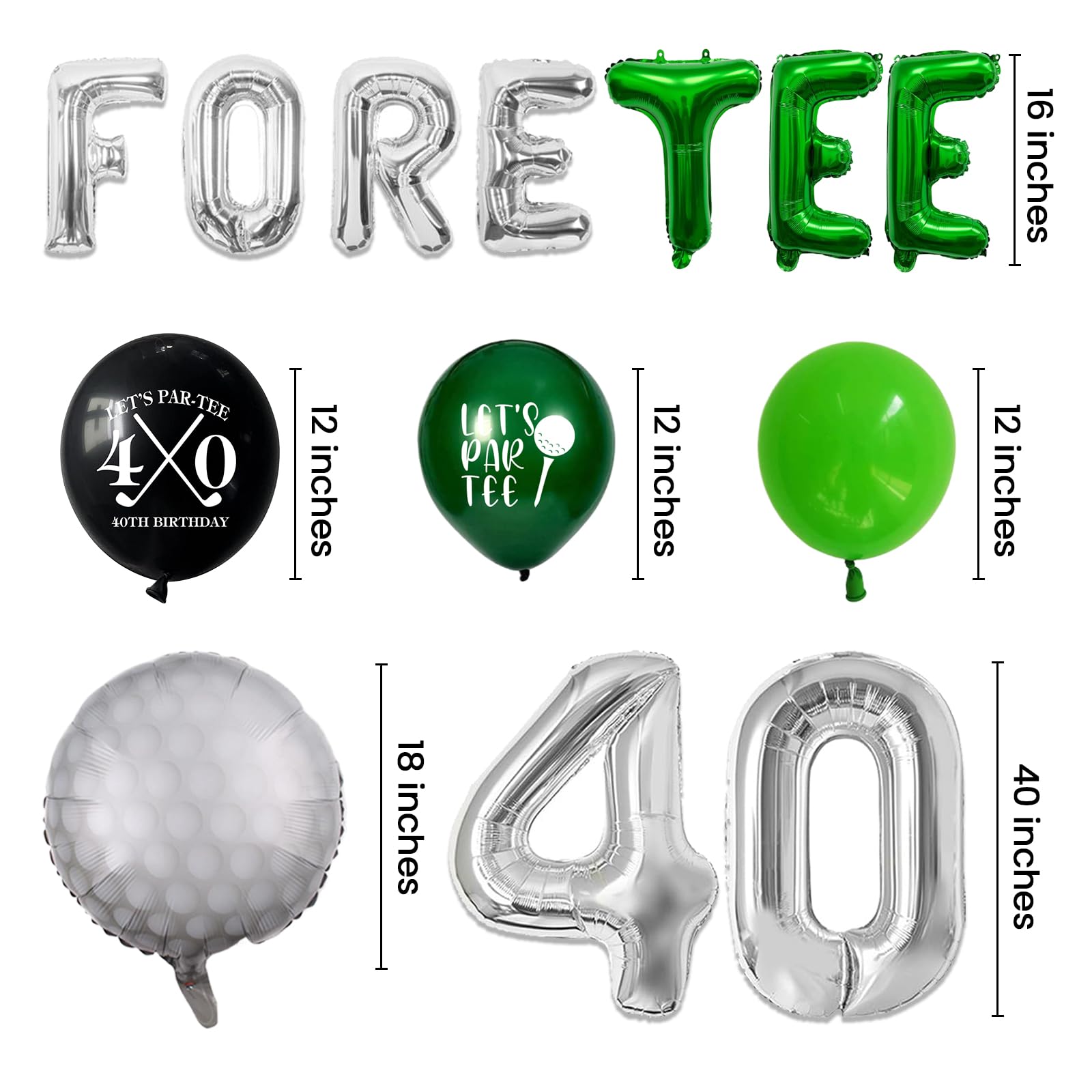40th Birthday Decorations for Men, Golf Themed Happy 40th Birthday Party Decorations Balloons Numbers Banner Accessories Gifts for Men