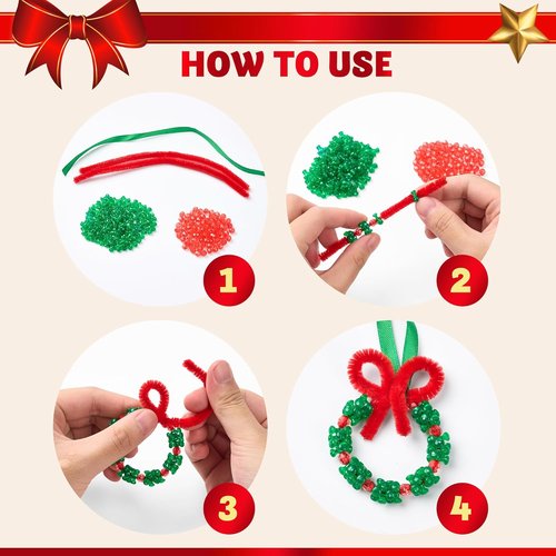 JOYIN Christmas Beaded Ornament Craft Kit - Create 40 DIY Hanging Ornaments for Holiday Decor | Perfect Xmas Gift