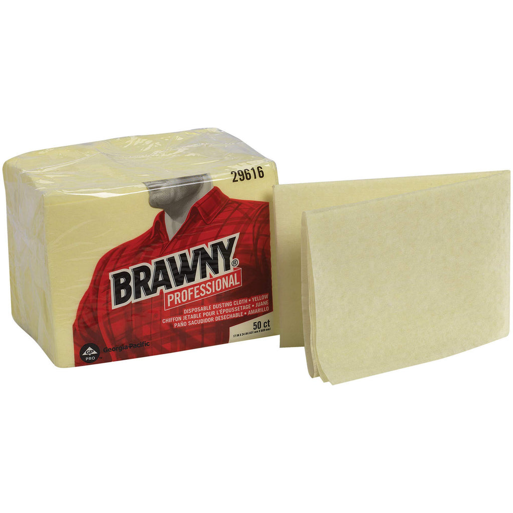 Georgia-Pacific Brawny Yellow 1/8 Fold Disposable Dusting Cloth by GP PRO, 24" Length x 17" Width, 29616 (Case of 4 Packs, 50 Cloths per Pack)