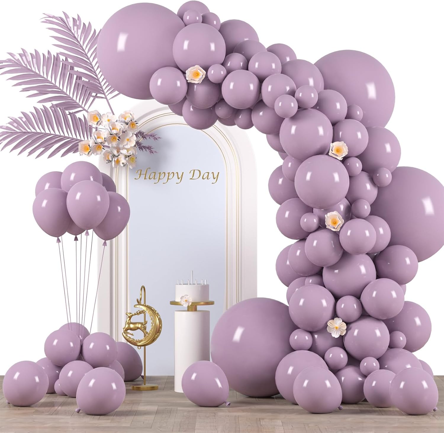 Voircoloria Lilac Purple Balloon Garland Kit - 130pcs in Various Sizes for Birthday, Baby Shower & Wedding Decor