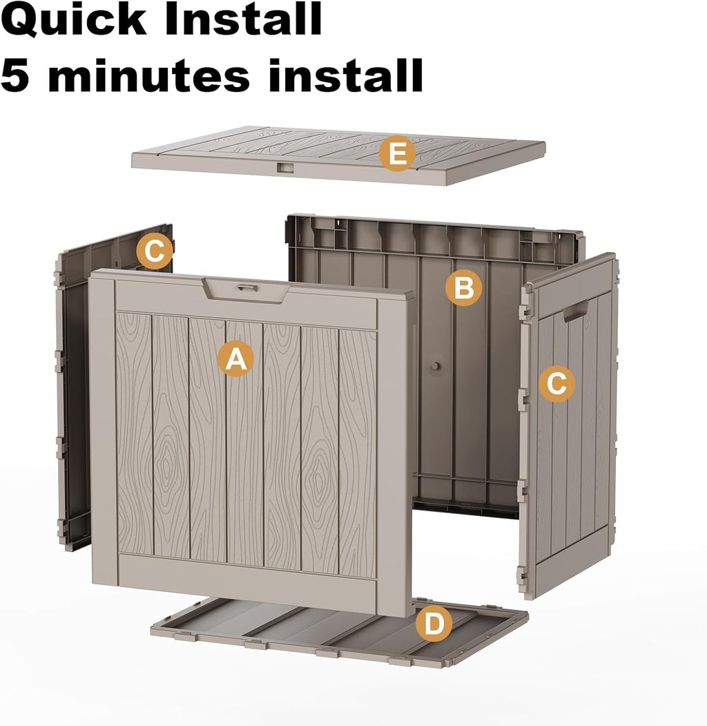Regine Switzerland 30 Gallon Outdoor Deck Box - Lockable Waterproof Storage for Garden Tools & Cushions | Grey