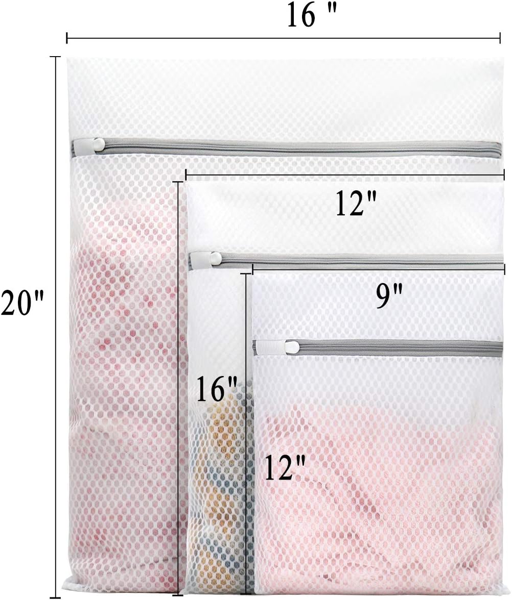 Muchfun Honeycomb Mesh Laundry Bags - 3 Durable Sizes for Delicates (Large, Medium, Small)