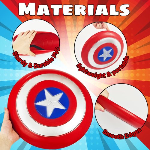 YMMAALE 12 Inch Captain Round Shield,Superhero Shield Prop Role Play Toy,Halloween Cosplay Shield for Birthday Gift,Party Decoration