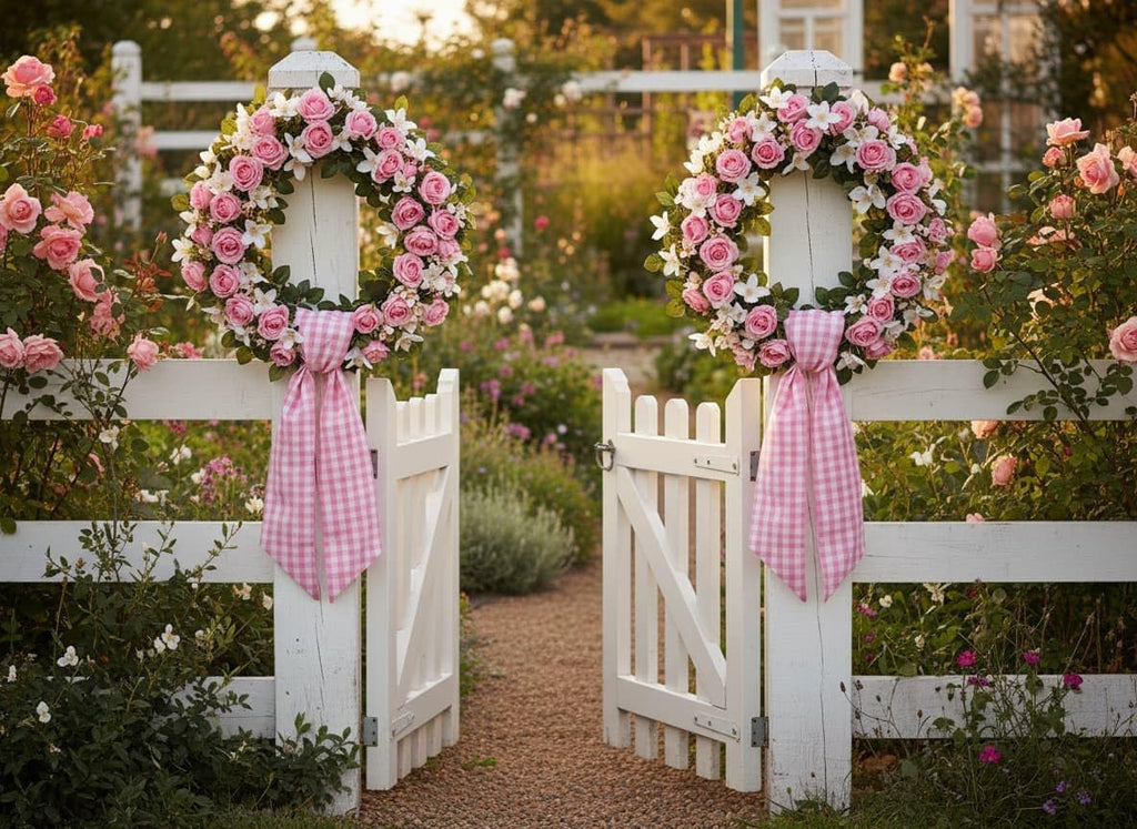 Regine Switzerland Pink Plaid Wreath Sash - Versatile Front Door Decoration for Weddings & Holidays