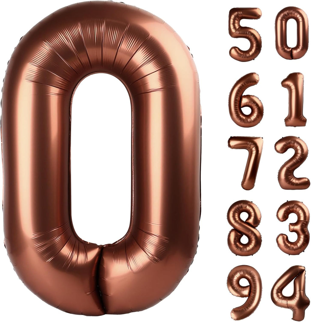 Regine Switzerland Dark Brown Number Balloon - 40 Inch Coffee Brown 0 for Birthday Party Decorations