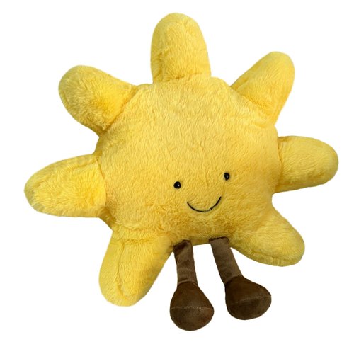 QTWLUPUP Cute Sun Plush Toy, Smiling Fun Filled Moon Pillow, Yellow Sunshine Stuffed Animal, Sunshine Animal Pillow Soft Plush Toy Room Decoration Gift for Kids (Sun-A)