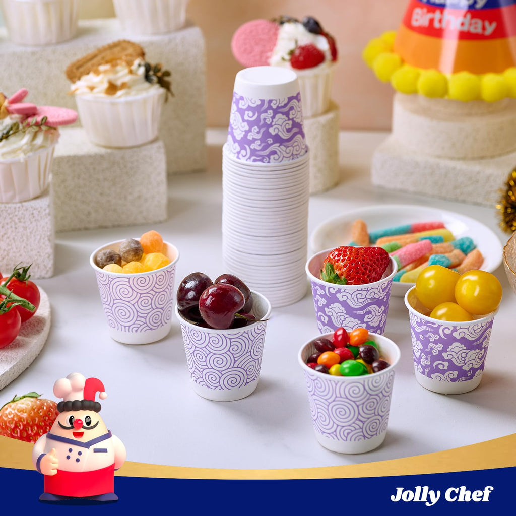 JOLLY CHEF 300 Pack Bathroom Paper Cups 3 oz Small Disposable Mouthwash Cups for Bathroom (Purple)