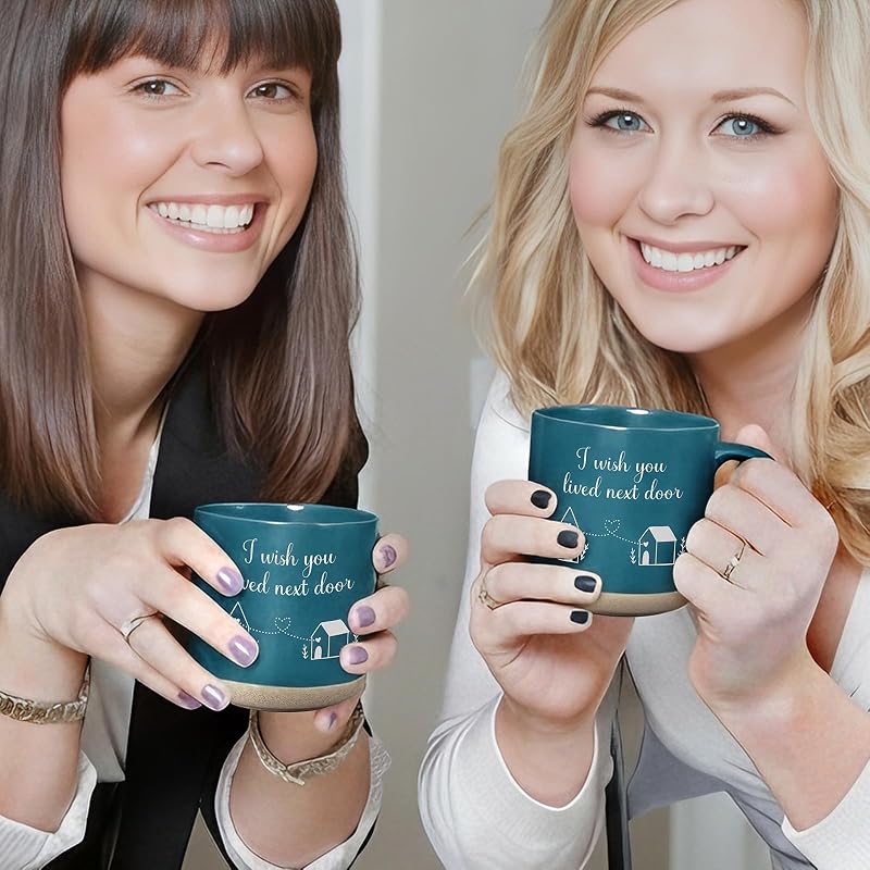 NextDoor Mug Blue - I Wish You Lived Next Door Gift - 12.8oz Coffee & Tea Cup for Best Friends & Family
