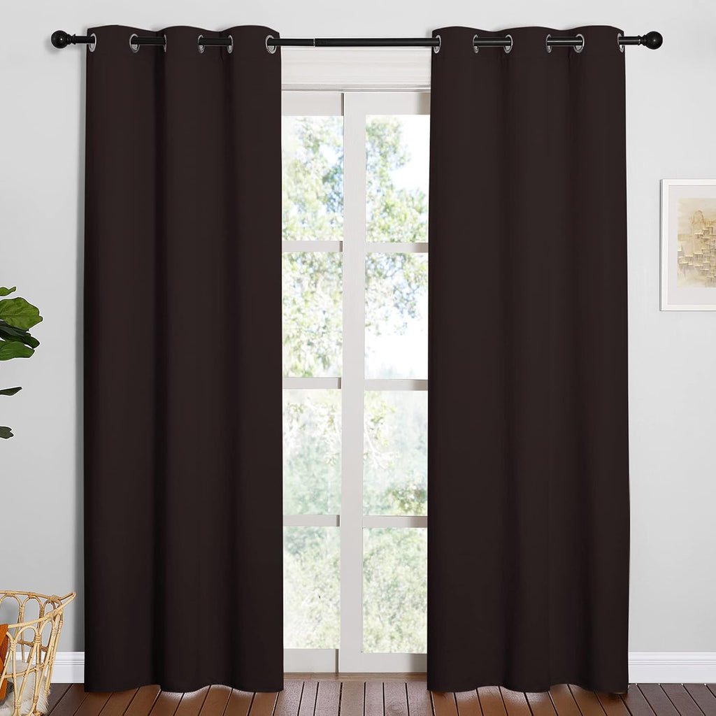 NICETOWN Thermal Insulated Blackout Curtains - Energy Smart Grommet Drapes, 42" x 84", Toffee Brown (2 Panels)
