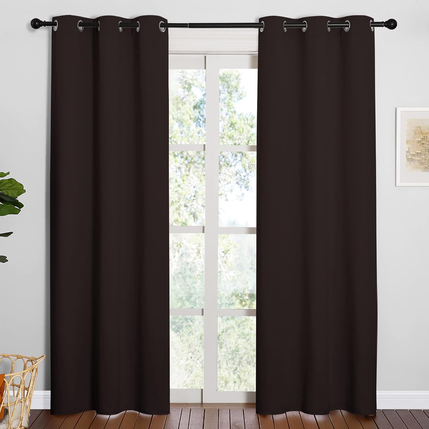 NICETOWN Thermal Insulated Blackout Curtains - Energy Smart Grommet Drapes, 42" x 84", Toffee Brown (2 Panels)