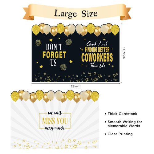 Large Good Luck Finding Better Coworkers Than Us Farewell Greeting Card，Black Gold Jumbo We Will Miss You Goodbye Good Luck Retirement Going Away Card for Coworker Friend，Gifts for Colleague Leaving