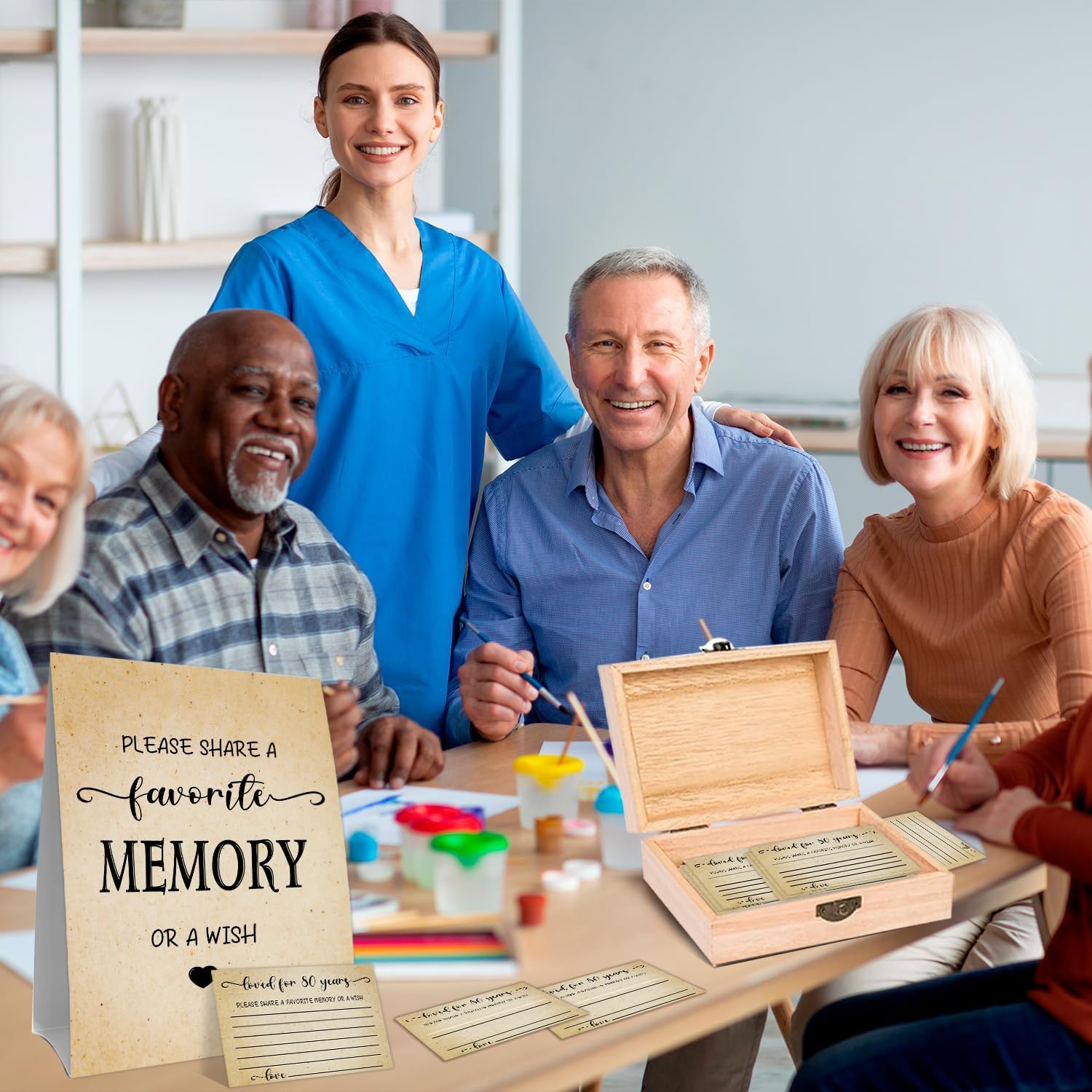 QUPT 80th Birthday Memory Box Set - Share Memories with 50 Cards | Unique 1946 Gifts for Him & Her