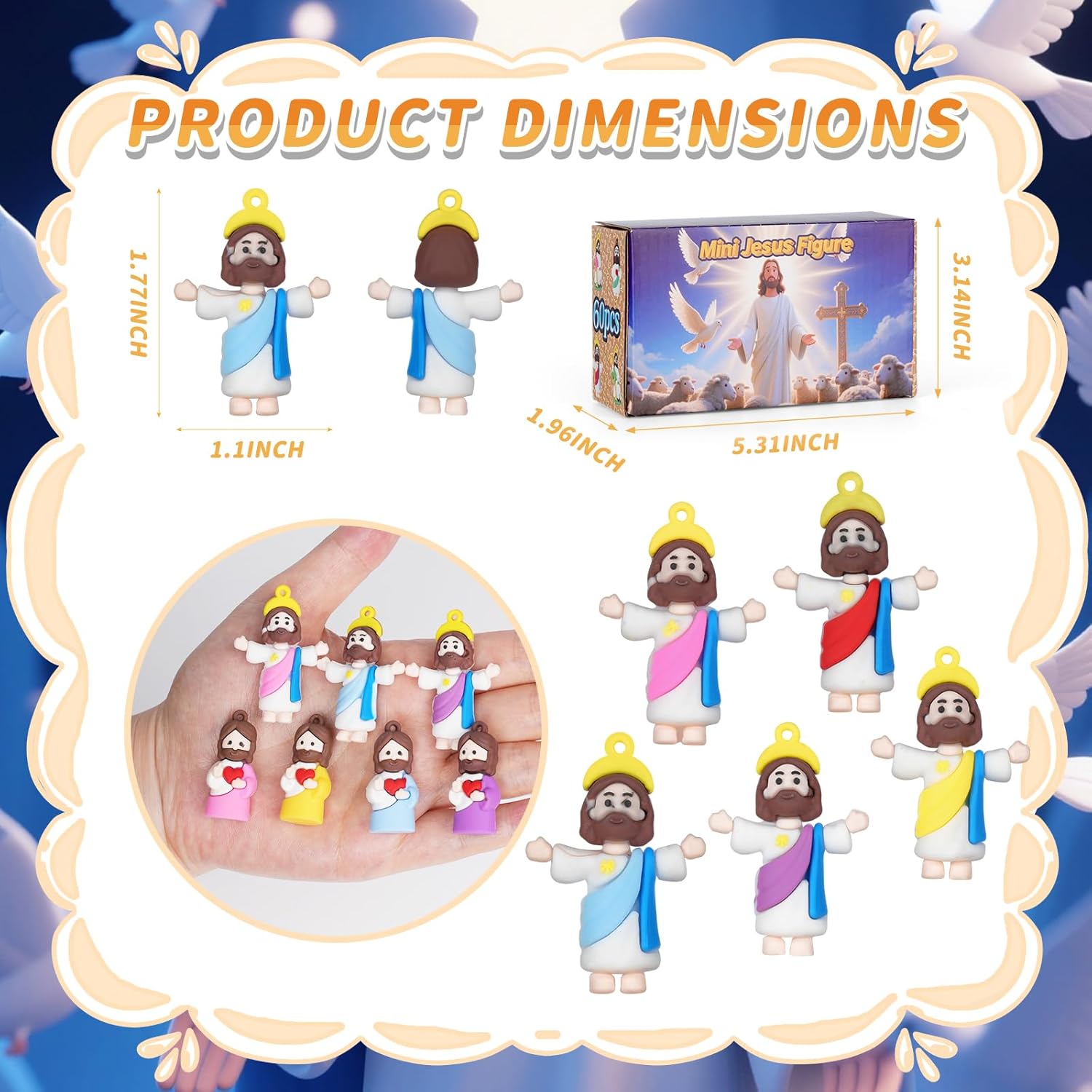 Mini Jesus Figures by [Brand Name] - 60PCS Easter Basket Stuffers | Pocket-Sized Figurines for Hide and Seek