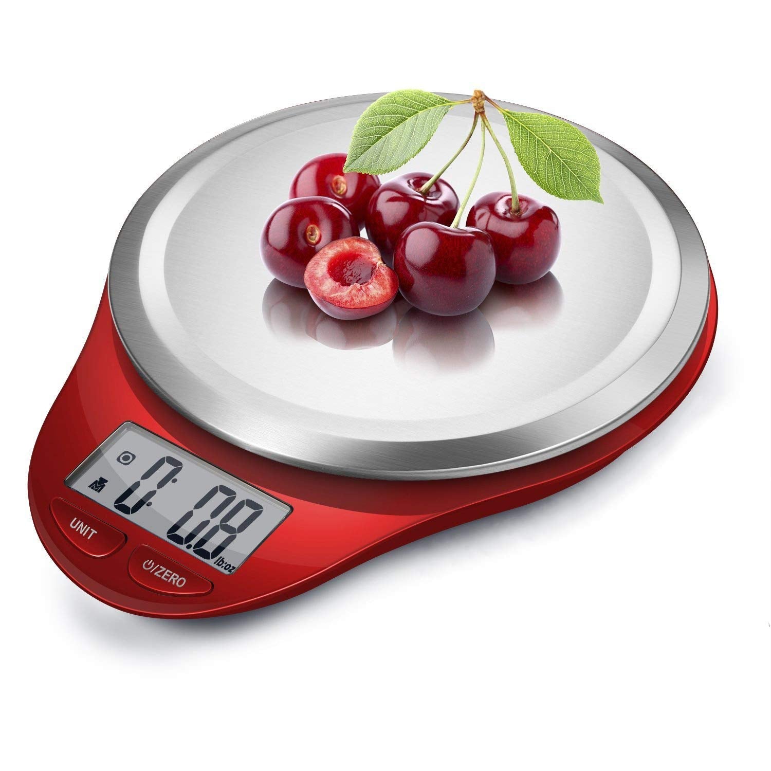 NUTRI FIT Digital Kitchen Scale - Large Stainless Steel Platform for Accurate Baking & Cooking | 1g Increment, Red