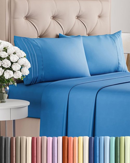 King Size 4-Piece Sheet Set - Comfy, Breathable & Cooling Hotel Luxury Bedding - Deep Pockets, Soft & Wrinkle-Free - Oeko-Tex Certified - Royal Blue