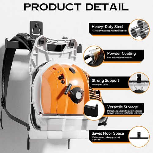 Heavy Duty Backpack Leaf Blower Hanger | Wall Mount Storage Organizer for Garage & Lawn Care