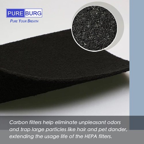 PUREBURG YY200 Replacement Filter Compatible with Lasko LP200 Air Purifier,2-Pack H13 HEPA + 8 x Activated Carbon Pre-Filters Air Clean Dust VOCs Odor