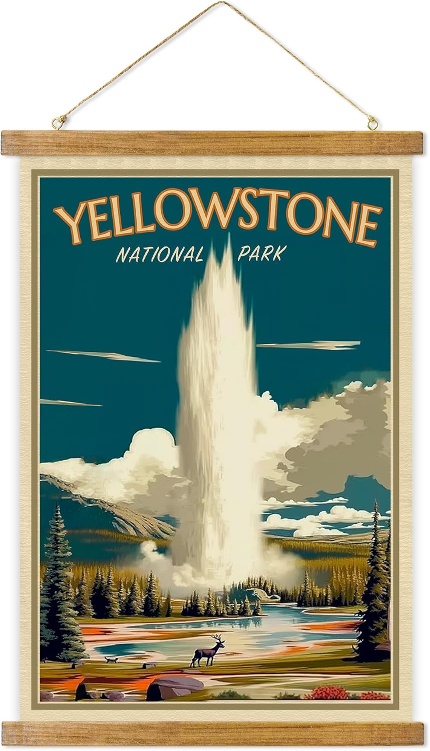 ABoby Vintage Yellowstone National Park Posters - Retro Travel Wall Art for Home & Office - Framed & Ready to Hang