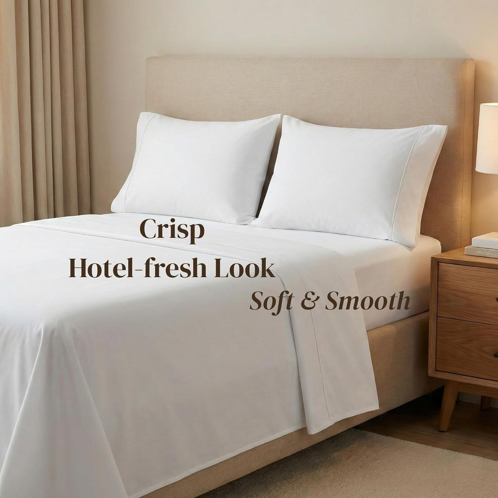 Beckham Hotel Collection Pillowcases - Queen Size Set of 2 | Cool Touch Cotton Sateen, 500TC, Silky Smooth White