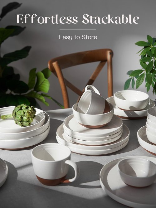 DOWAN 10.5" Large Dinner Plates Set of 6, Ceramic Salad Plate, Microwave, Oven & Dishwasher Safe, Moon-White Design Perfect for Party Dessert, Wedding Appetizer, Birthday, Mothers Day Gifts