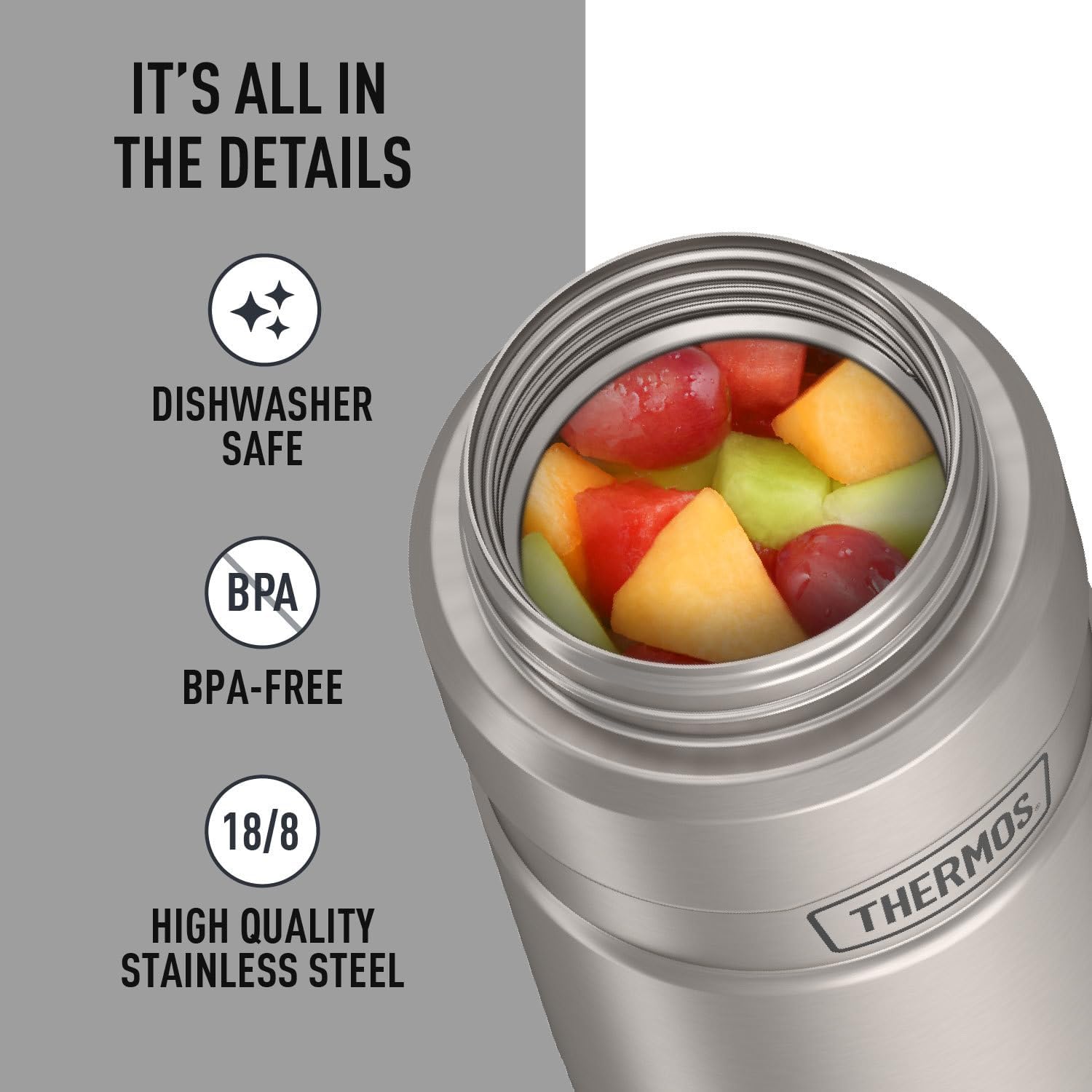 THERMOS Stainless King Vacuum-Insulated Food Jar - 24 Ounce, Durable Matte Steel Finish