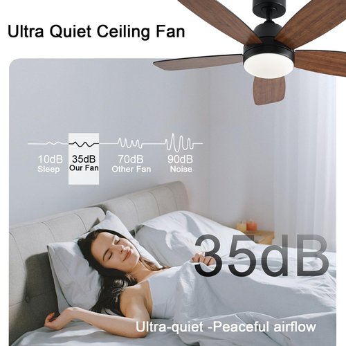 GJeg Ceiling Fans with Lights, 42 Inch Low Profile Ceiling Fan with Lights and Remote Control, LED Dimmable DC Reversible, 8 Speed, Noiseless, Modern Brown Ceiling Fan for Bedroom, Indoor/Outdoor Use