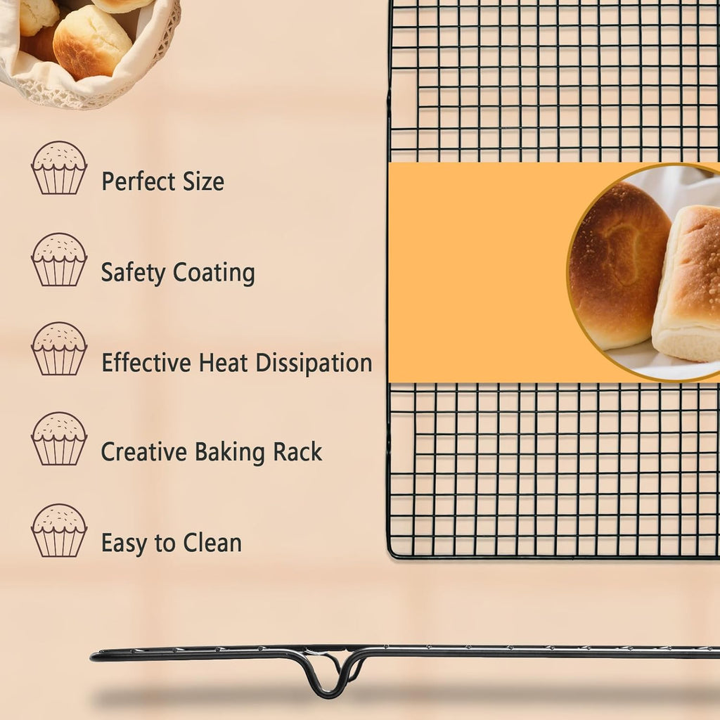 VNIMTI Cooling Rack Set - Oven Safe Cookie Cooling Wire Racks for Baking & Grilling | 16" x 10" Grids