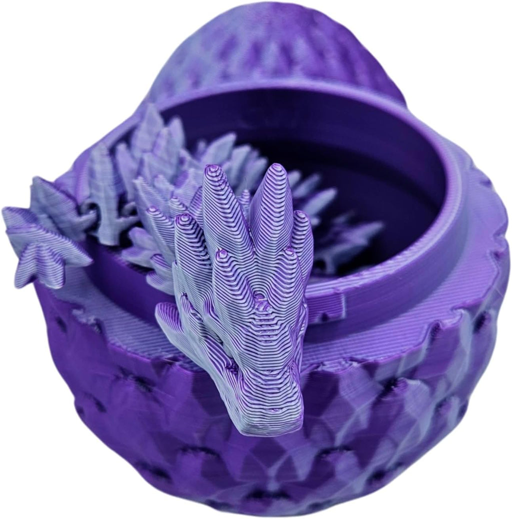 Skiennix 3D Printed Dragon Egg Fidget Figurine - Vibrant Color for ADHD & Anxiety Relief | Articulated Joints (Purple Mint Silk)