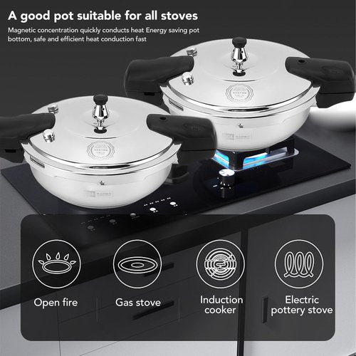 Fdit Stainless Steel Pressure Cooker Efficient Cooking Multifunctional Design Rapid Heat Conduction Dual Purpose Electric Gas Stoves (22CM), Fditfa6ko7zi3v-11