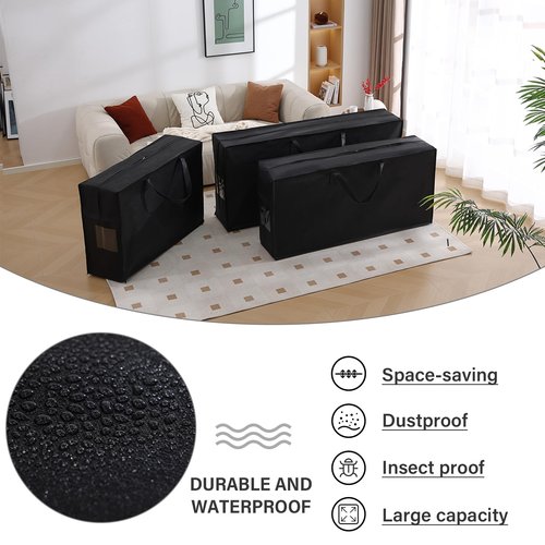 Folding Mattress Storage Bag, Carry Case for Trifold Memory Foam Mattress, Convenient Moving and Travel Storage (Fits4”Full Mattress, Black)
