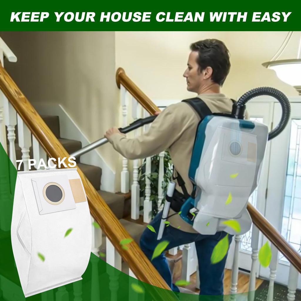 14Pack 197903-8 Filter Dust Bags for Makita Backpack Vacuum Models XCV05, XCV09 and XCV10 - Replacement Vacuum Bags Dust Bag Accessories