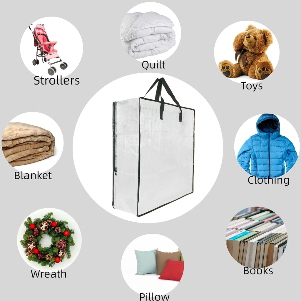 Skiennix Clear Storage Bags - 6 Pack with Zipper & Handles | Ideal for Closet, Moving & Underbed Organization