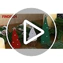 FINDRICH Green Indoor Christmas Tree Decorations Set - 3PCS Wooden Tabletop Holiday Centerpieces with Glitter Stars