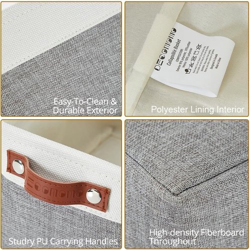 DECOMOMO Small Storage Baskets - Organize Your Closet with Grey & White 6-Pack Bins