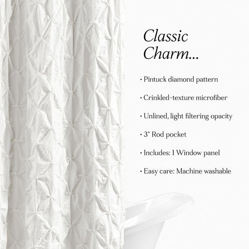 Lush Decor Ravello Pintuck Shower Curtain, 72" W x 72" L, White - Luxe Pintuck Embellishment - Chic Textured Design - Traditional Glam & Farmhouse Bathroom Decor