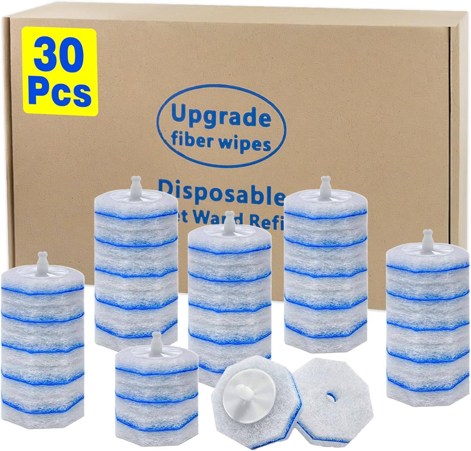 30 Count Toilet Bowl Wand Refills for Clorox, Disposable Toilet Bowl Wand Refill Compatible with Clorox Toilet Bowl Wand Clean System, Upgrade Fiber Bowl Cleaner Brush for Closestool Cleaning.