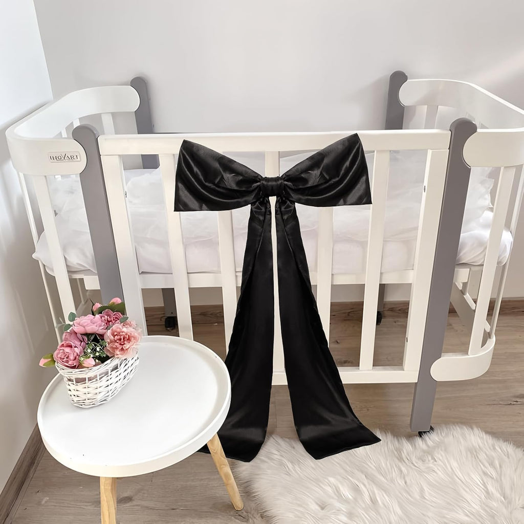 Phoaxul Large Black Bow - Satin Fabric Birthday Decorations | Perfect for Girls' Room & Parties, 24 x 36 in