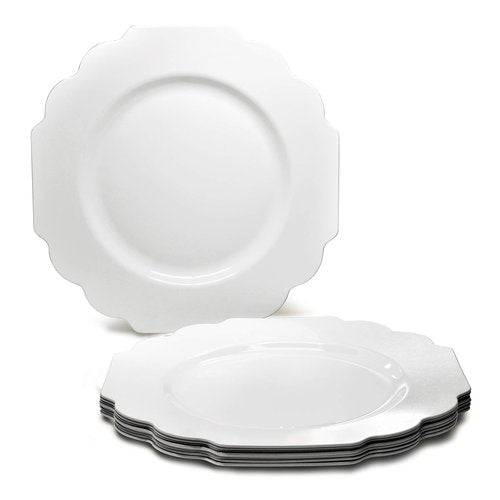 " OCCASIONS " 80 Plates Pack,(40 Guests) Heavyweight Wedding Party Disposable Plastic Plates Set -40 x 10.5'' Dinner + 40 x 8'' Salad/Dessert Plate (Imperial White)