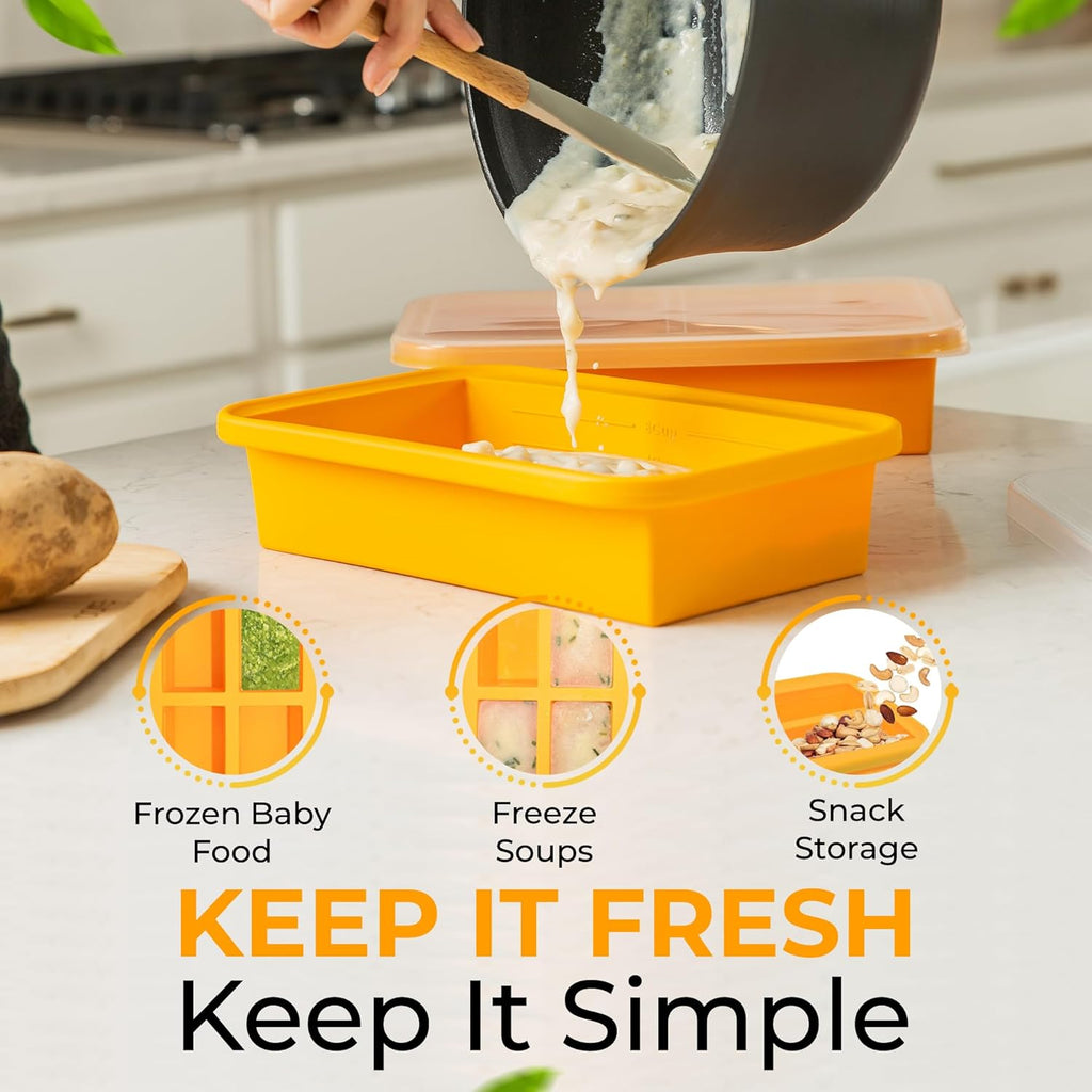 Skiennix Large Silicone Freezer Containers - 6 Cup BPA-Free Food Storage for Soup & Leftovers