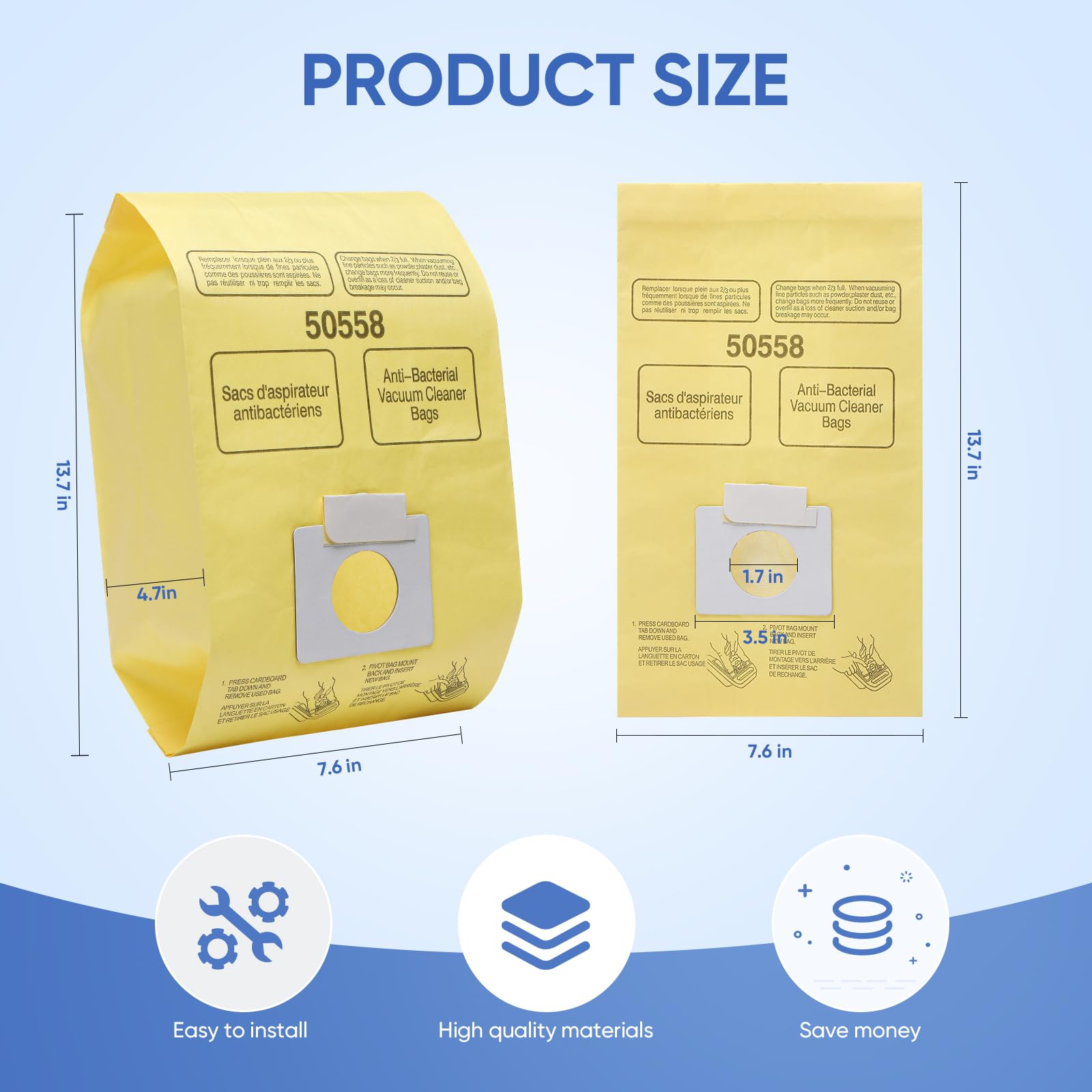 BIHARNT 20 Pack vacuum bags Compatible with Kenmore Canister 5055, 50557,50558 and Type C,C-18, 53292, 200 Series, 400 Series, 600 Series, 700 Series, 800 Series Vacuum