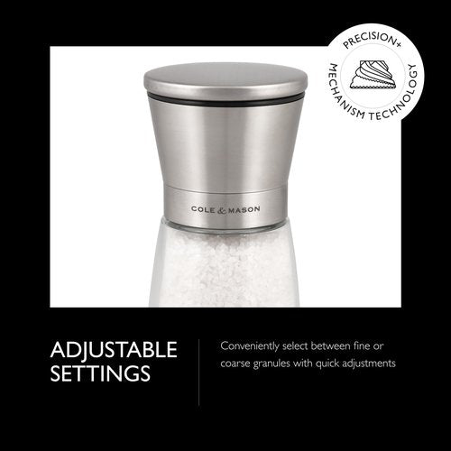 Cole & Mason Sunderland 5.5" Salt Mill Set for Sea Salt - Aesthetic Salt Mills - Kitchen & Home Essentials - Refillable Salt Mill Grinder - Acrylic Spice Mills