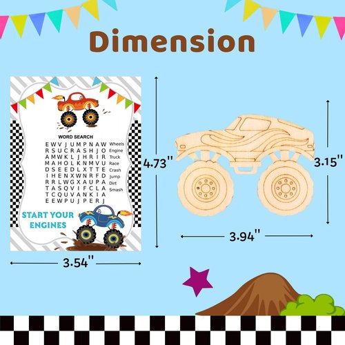 Monster Truck Party Favors - 12 PCS Truck Car Birthday Party Supplies - Car Bubbles & Paint Crafts - Monster Truck Birthday Decorations Goodie Bags Gifts Prizes for Kids Girls Toddler