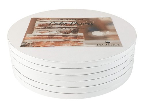 18 Inch Cake Board Drums Round, 6-Pack, White, Sturdy 1/2" Thick for Heavy Or Multi-Tiered Cakes