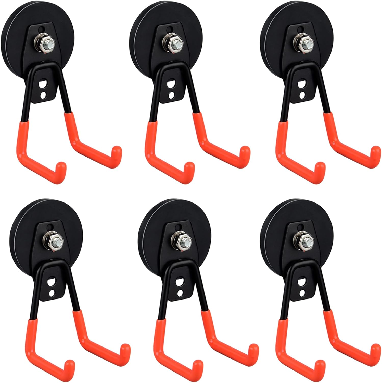 ULIBERMAGNET Heavy Duty Magnetic Garage Hooks - 6 Pack Strong Hooks for Tools & Storage | Orange
