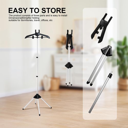 Adjustable Steamer Stand for Clothes, Portable Steamer Rack for Clothes, Steam Iron Stand (BLACK)
